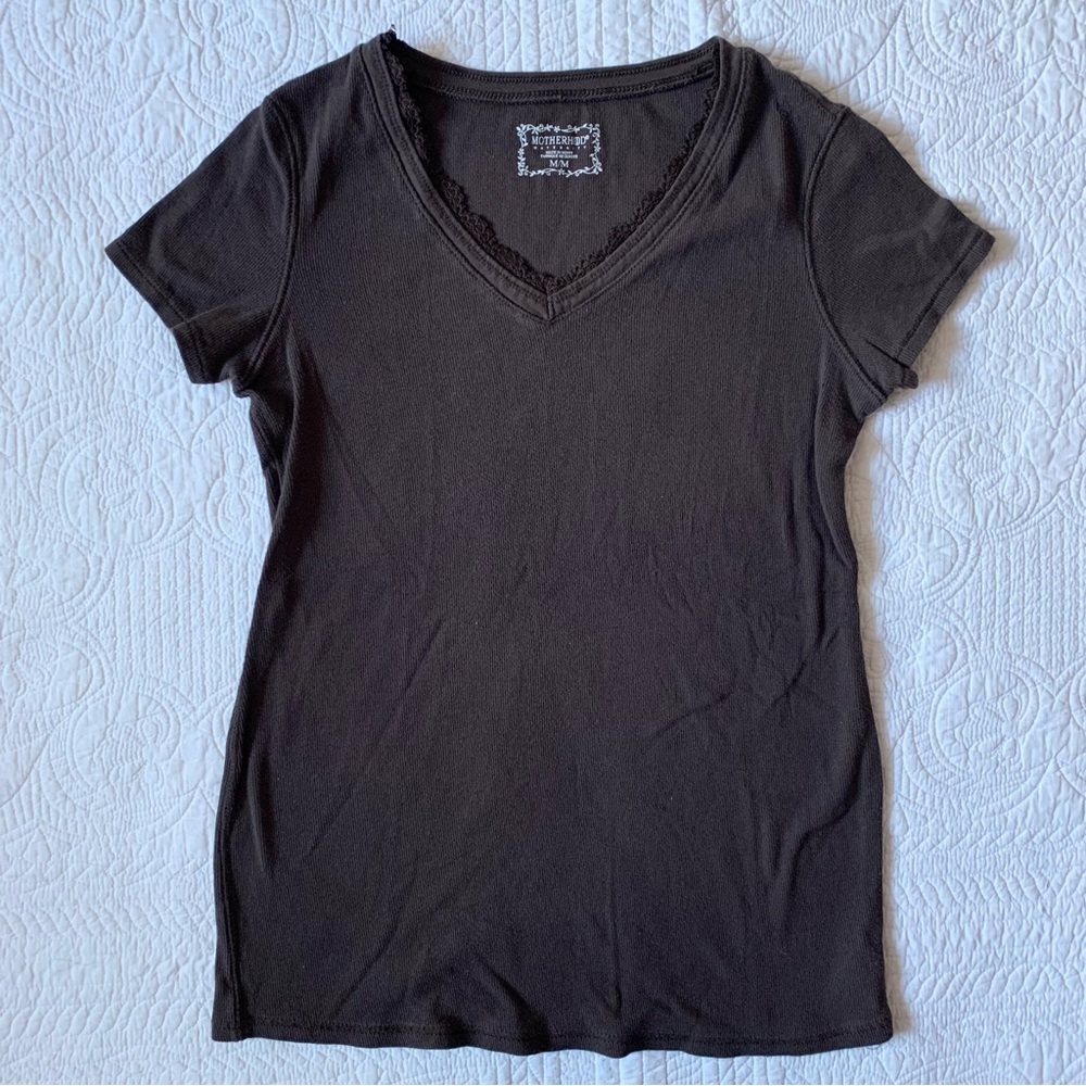 Motherhood Maternity Brown V Neck Shirt Size M